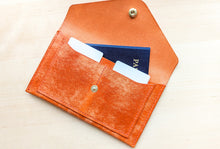 Load image into Gallery viewer, Orange Hand Sewn Italian Leather Envelope Cash/Card Wallet
