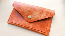 Load image into Gallery viewer, Orange Hand Sewn Italian Leather Envelope Cash/Card Wallet
