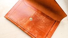 Load image into Gallery viewer, Orange Hand Sewn Italian Leather Envelope Cash/Card Wallet
