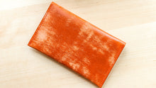 Load image into Gallery viewer, Orange Hand Sewn Italian Leather Envelope Cash/Card Wallet
