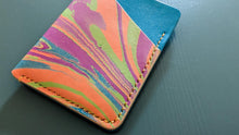 Load image into Gallery viewer, Hand Marbled and Sky Blue Italian Leather Slim Wallet
