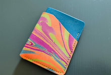 Load image into Gallery viewer, Hand Marbled and Sky Blue Italian Leather Slim Wallet
