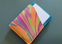 Load image into Gallery viewer, Hand Marbled and Sky Blue Italian Leather Slim Wallet
