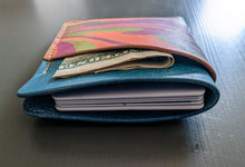 Load image into Gallery viewer, Hand Marbled and Sky Blue Italian Leather Slim Wallet
