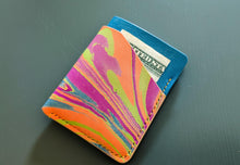 Load image into Gallery viewer, Hand Marbled and Sky Blue Italian Leather Slim Wallet
