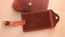 Load image into Gallery viewer, Hand Sewn and Handmade London Tan Leather Luggage Tag/ID
