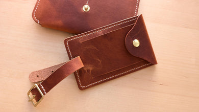 Hand Sewn and Handmade London Tan Leather Luggage Tag/ID