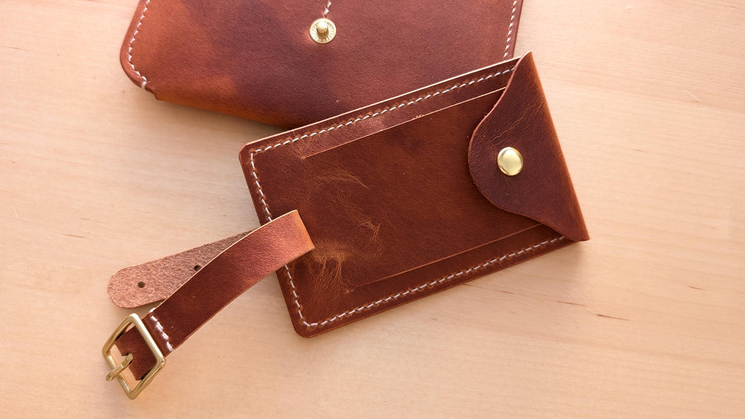 Hand Sewn and Handmade London Tan Leather Luggage Tag/ID