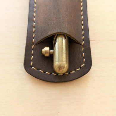 Dark Crazy Horse Leather Pen Slip