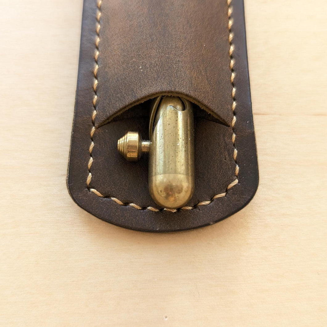 Dark Crazy Horse Leather Pen Slip