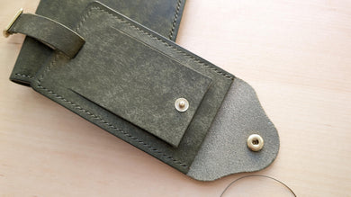 Hand Sewn and Handmade Olive Italian Leather Luggage Tag/ID