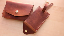Load image into Gallery viewer, Hand Sewn and Handmade London Tan Leather Luggage Tag/ID
