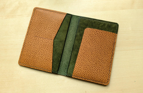 Handmade Natural Dollaro and Olive Badalassi Carlo Italian Leather Passport and Papers Cover