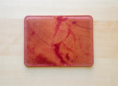 Pink and Red Hand Marbled Italian Shell Cordovan 2 pocket bifold