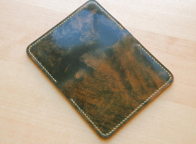 Green Hand Marbled and Natural Metta Catharina Shell Cordovan 2 pocket bifold