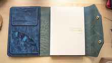 Load image into Gallery viewer, Marbled Blue Horse Leather A5 Leather notebook Cover
