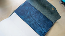 Load image into Gallery viewer, Marbled Blue Horse Leather A5 Leather notebook Cover
