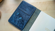 Load image into Gallery viewer, Marbled Blue Horse Leather A5 Leather notebook Cover
