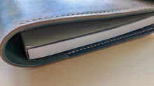 Load image into Gallery viewer, Marbled Blue Horse Leather A5 Leather notebook Cover
