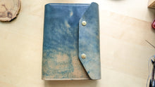 Load image into Gallery viewer, Marbled Blue Horse Leather A5 Leather notebook Cover

