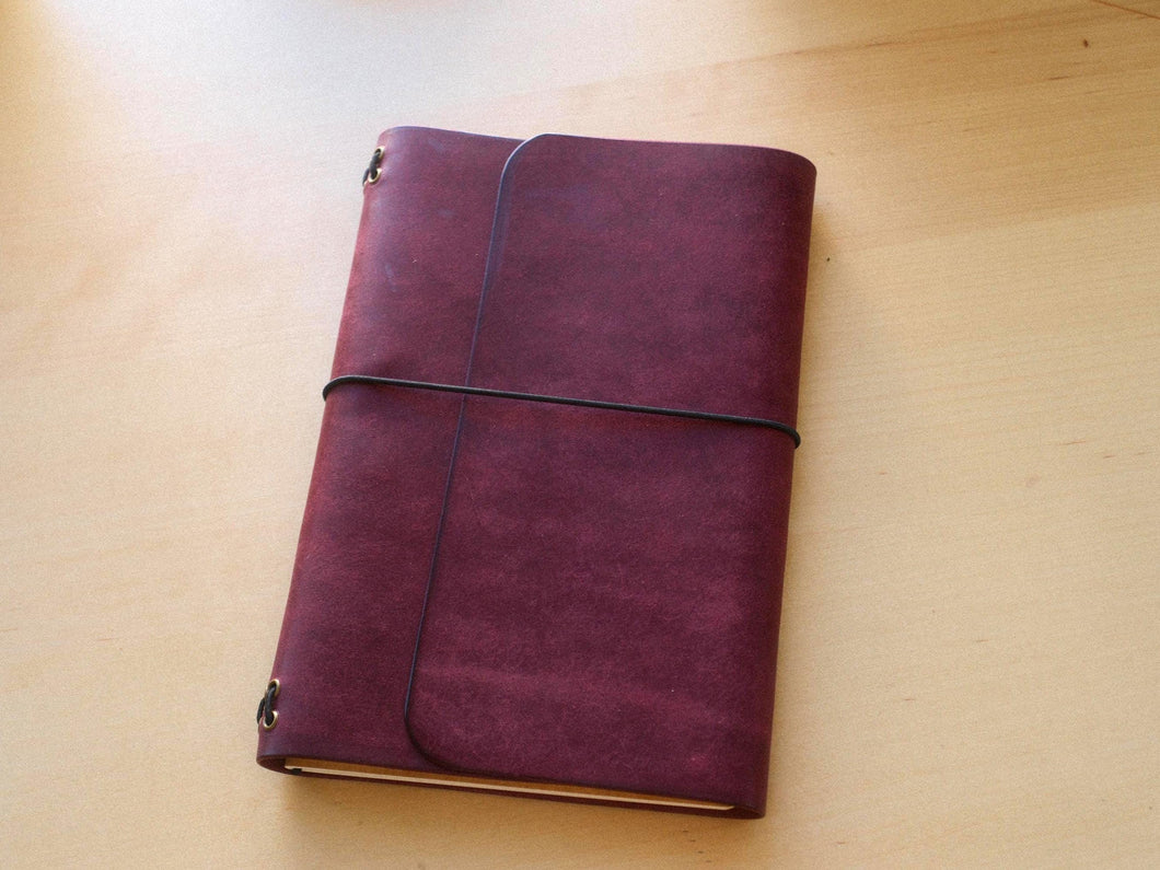 Your choice of style Handmade Tri/Bifold Travel Notebooks in Italian Burgundy Badalassi Carlo Vegetable Tanned Leather.