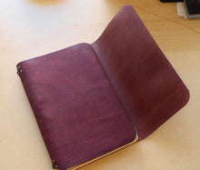 Load image into Gallery viewer, Your choice of style Handmade Tri/Bifold Travel Notebooks in Italian Burgundy Badalassi Carlo Vegetable Tanned Leather.
