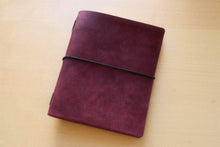 Load image into Gallery viewer, Your choice of style Handmade Tri/Bifold Travel Notebooks in Italian Burgundy Badalassi Carlo Vegetable Tanned Leather.

