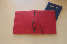 Load image into Gallery viewer, Your choice of style Handmade Tri/Bifold Travel Notebooks in Italian Red Badalassi Carlo Vegetable Tanned Leather.
