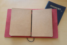 Load image into Gallery viewer, Your choice of style Handmade Tri/Bifold Travel Notebooks in Italian Red Badalassi Carlo Vegetable Tanned Leather.
