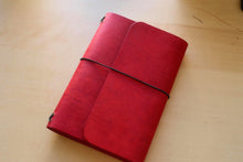 Load image into Gallery viewer, Your choice of style Handmade Tri/Bifold Travel Notebooks in Italian Red Badalassi Carlo Vegetable Tanned Leather.
