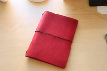 Load image into Gallery viewer, Your choice of style Handmade Tri/Bifold Travel Notebooks in Italian Red Badalassi Carlo Vegetable Tanned Leather.
