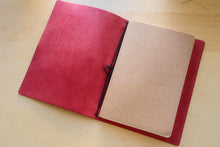 Load image into Gallery viewer, Your choice of style Handmade Tri/Bifold Travel Notebooks in Italian Red Badalassi Carlo Vegetable Tanned Leather.

