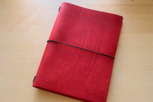 Load image into Gallery viewer, Your choice of style Handmade Tri/Bifold Travel Notebooks in Italian Red Badalassi Carlo Vegetable Tanned Leather.

