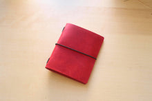 Load image into Gallery viewer, Your choice of style Handmade Tri/Bifold Travel Notebooks in Italian Red Badalassi Carlo Vegetable Tanned Leather.
