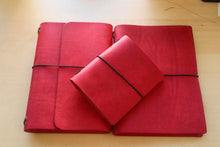 Load image into Gallery viewer, Your choice of style Handmade Tri/Bifold Travel Notebooks in Italian Red Badalassi Carlo Vegetable Tanned Leather.
