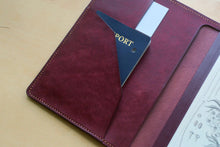 Load image into Gallery viewer, Handmade burgundy A5 Italian leather notebook cover with special edition matching Hobonichi Notebook
