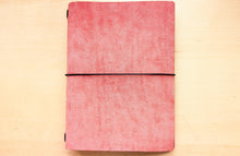 Load image into Gallery viewer, Your choice of style Handmade Tri/Bifold Travel Notebooks in Italian Pink Badalassi Carlo Vegetable Tanned Leather.
