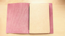 Load image into Gallery viewer, Your choice of style Handmade Tri/Bifold Travel Notebooks in Italian Pink Badalassi Carlo Vegetable Tanned Leather.
