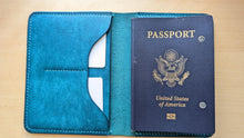 Load image into Gallery viewer, Amalfi Collection: Italian Leather passport covers in Sea Blue, Orange, and Sea Rose
