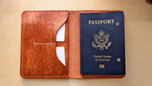 Load image into Gallery viewer, Amalfi Collection: Italian Leather passport covers in Sea Blue, Orange, and Sea Rose
