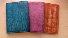 Load image into Gallery viewer, Amalfi Collection: Italian Leather passport covers in Sea Blue, Orange, and Sea Rose
