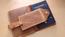 Load image into Gallery viewer, Gifts for the Traveler: Natural Metta Catharina Textured Shell Cordovan Passport Cover and Matching Luggage Tag
