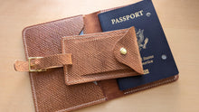 Load image into Gallery viewer, Gifts for the Traveler: Natural Metta Catharina Textured Shell Cordovan Passport Cover and Matching Luggage Tag
