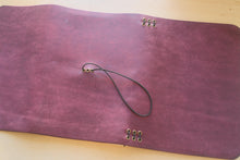 Load image into Gallery viewer, Your choice of style Handmade Tri/Bifold Travel Notebooks in Italian Burgundy Badalassi Carlo Vegetable Tanned Leather.
