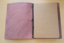 Load image into Gallery viewer, Your choice of style Handmade Tri/Bifold Travel Notebooks in Italian Burgundy Badalassi Carlo Vegetable Tanned Leather.

