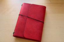 Load image into Gallery viewer, Your choice of style Handmade Tri/Bifold Travel Notebooks in Italian Red Badalassi Carlo Vegetable Tanned Leather.
