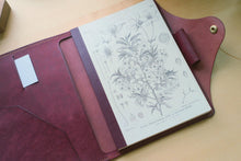 Load image into Gallery viewer, Handmade burgundy A5 Italian leather notebook cover with special edition matching Hobonichi Notebook
