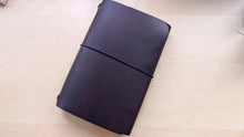 Load image into Gallery viewer, Handmade A5 Leather Travel Notebook in Violet Walpier Buttero
