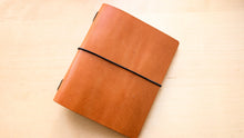 Load image into Gallery viewer, Handmade London Tan Leather Travel Notebooks: A5 Trifold/Bifold, and Passport
