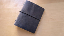 Load image into Gallery viewer, Handmade Vintage Gray Leather Travel Notebooks: A5 Trifold/Bifold, Travelers/Midori and Passport Size
